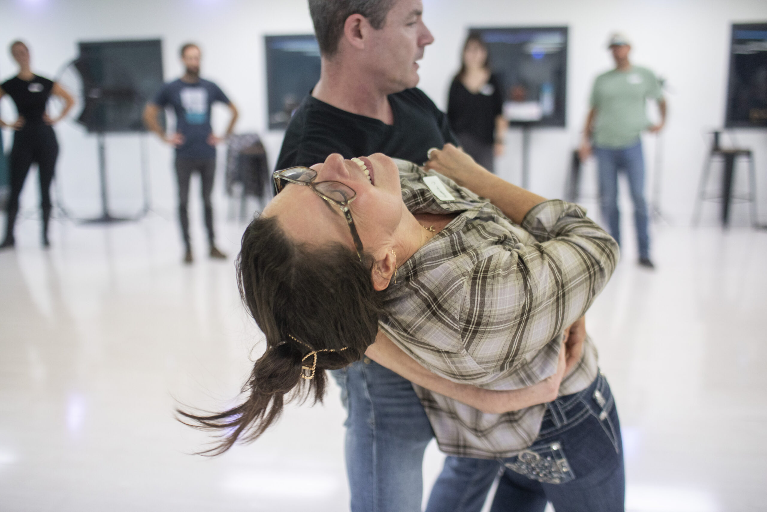 country-swing-back-dip Rick teaching a country swing back dip with a student